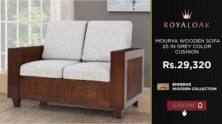 Royaloak  Mourya Wooden Sofa 2S In Grey Color Cushion [upl. by Adnoval]