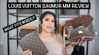 LOUIS VUITTON SAUMUR 30  MM REVIEW  WHAT FITS INSIDE [upl. by Annawaj406]