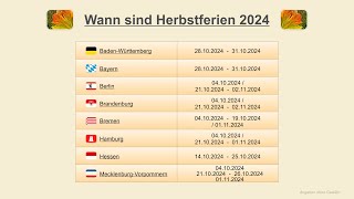 Wann sind Herbstferien 2024 [upl. by Esetal]