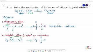 Write the mechanism of hydration of ethene to yield ethanol [upl. by Plath301]