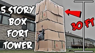 5 STORY BOX FORT MANSION CHALLENGE 30 FT HIGH [upl. by Martinelli]