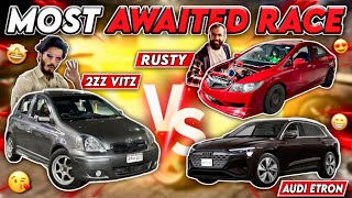 Most Awaited Race 🔥 2ZZ VITZ VS RUSTY VS ETRON 🤩 TEAM4K [upl. by Karine]