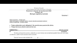 Rezolvare subiect Bacalaureat Biologie vegetală și animală 2022 [upl. by Mita]