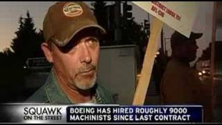 CNBC news Boeing machinists Strike 090808 [upl. by Ekud]