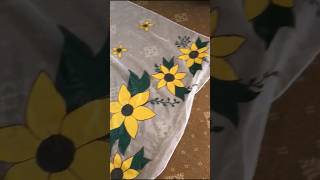 Hand Painted Organza Dupatta🤍💛 youtubeshorts shortvideo smallbusiness shorts [upl. by Bathelda150]