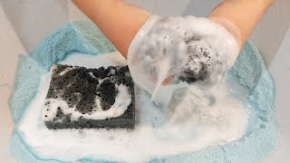 Recycled Powder and Hot Water 💙 Sponges Squeezing ASMR [upl. by Akirej]