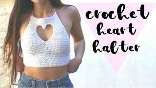 Crochet Heart Halter 💕  DIY Crochet Top Tutorial [upl. by Bryan]