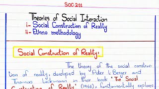 Social Construction of Reality  Ethnomethodology SOC211 pu [upl. by Belicia]