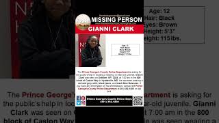 12 YEAR OLD GIANNI CLARK IS MISSING FROM HYATTSVILLE MARYLAND HELP BRING HIM HOME SAFE [upl. by Atnovart692]