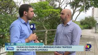 Faixas de ônibus são liberadas para tráfego de taxistas em Blumenau [upl. by Ahsaela]