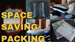 Rolling Folding Compression  BEST Way to Pack a Suitcase to Maximize Space  Space Bag and Cube [upl. by Chilcote]