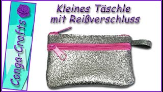 124 – Kleines einfaches Täschle mit 2 Reißverschlüsse nähen DIY little pouch with 2 zippers sewing [upl. by Bridget442]