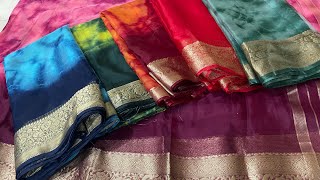 Organza shibori kanchi zari weaving boarder sarees price510free shipping WhatsApp8688456298 [upl. by Sidalg]