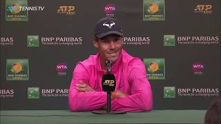 Rafael Nadal Press Conference After Withdrawing From Indian Wells SemiFinal vs Federer [upl. by Kordula409]