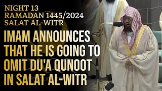 Sheikh Sudais Skips Qunoot at Masjid AlHaram  Makkah Taraweeh 20241445 Night 13 [upl. by Ybloc]