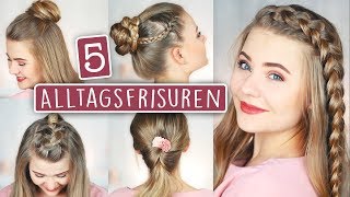 5 ALLTAGSFRISUREN in 210 Minuten  Für Schule Uni amp Arbeit  Geflochten Dutt gedreht [upl. by Wessling754]