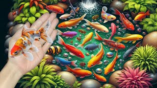 catching fish colorful fish goldfish koi fish betta fish turtles crabs catfish [upl. by Hamish157]