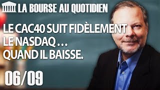 Bourse au Quotidien  Le CAC40 suit fidèlement le NASDAQ … quand il baisse [upl. by Blood]