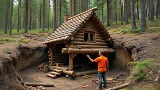 A Man Builds a Cozy Hut in the Wild  Cabin Underground  Start to Finish by KopauKakXo4u [upl. by Whittemore]