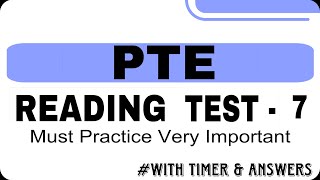 PTE READING Test 007  With Timer amp Answers  ptereading  celpip  ielts  pte [upl. by Kasper]