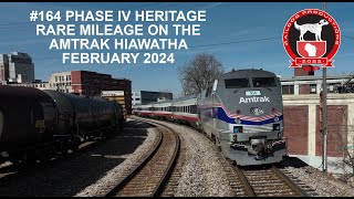 Amtrak Hiawatha With 164 P42 Phase IV Heritage Engine As Rare Power On The Hiawatha February 2024 [upl. by Jedd744]