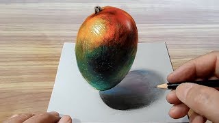 Drawing Mango  How to Draw 3D Realistic Mango Illusion  VamosART [upl. by Colin]