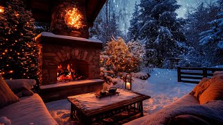 Dreamy Winter Porch Ambience 3 HOURS 🔥 Fire Sounds for Relaxation amp Sleep No Music [upl. by Rockie]