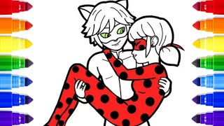 Miraculous How to Draw and Color Ladybug Marinette and Cat Noir Adrien [upl. by Eckmann]