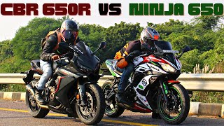 CBR 650R vs Kawasaki Ninja 650 Drag Race 🔥🔥🔥 [upl. by Hnaht620]