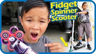 Fidget Spinner Scooter Wheels 1000mph Will It Work Scooter Tricks TigerBox HD [upl. by Etsirk]