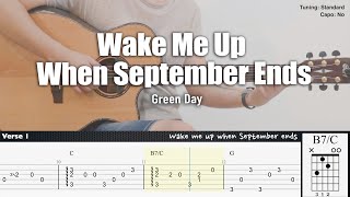 Wake Me Up When September Ends  Green Day  Fingerstyle Guitar  TAB  Chords  Lyrics [upl. by Romelle]