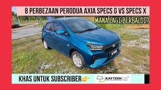 8 PERBEZAAN PERODUA AXIA SPECS G VS SPECS X [upl. by Nomannic]