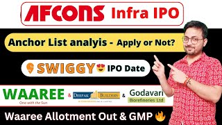 Afcons infrastructure IPO Anchor List  Swingy IPO Date   Waaree Energies IPO  Godavari IPO [upl. by Anilorac734]