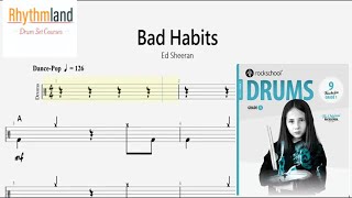 Drum score for beginners  Learn To Play Bad Habits On Drums  Rockschool Grade 1 2024 [upl. by Otrebcire532]