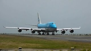 KLMs Boeing 747406 takeoff view from runway [upl. by Irret]