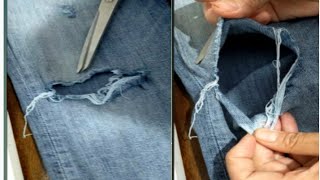 Una solución mágica para reparar agujeros en jeans  increíbles trucos de costura para arreglar [upl. by Aufa611]