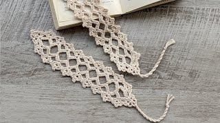 Crochet Lace Bookmark  How to Crochet a Bookmark [upl. by Lipski184]