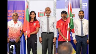 Flag Bearer Awarding Ceremony for Team Maldives at the opening ceremony of the Paris 2024 Olympics [upl. by Oneal]