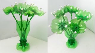 Crafting Flower Vase from Plastic Bottles l How to make flower vase l [upl. by Azerila]