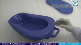 Bed Pan with Lid  Adult Polypropylene Autoclavable Item Code HH920 [upl. by Rapsac]