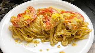 LINGUINE GAMBERI PISTACCHI LIMONE shrimp pistachio lemon pasta  easy [upl. by Hax]