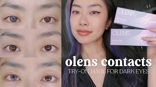 ⭐️ olens colored contacts tryon amp review natural lenses for dark eyes [upl. by Land973]