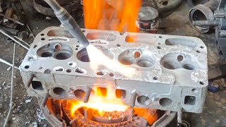 How to weld aluminum cylinder head  welding torch  aluminum welder [upl. by Asikal616]