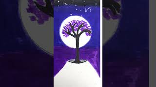 Moonlit Night Easy drawing Scenery art ytshorts shortsfeed shortstoday drawing howtodraw [upl. by Uchish]