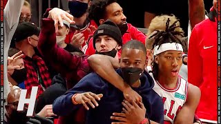 Alex Caruso amp the Bulls Bench Reacting to Zach LaVines EPIC Stepback 3 🤣 [upl. by Selden]