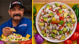 How to Make FRESH CEVICHE South Texas Style Gulf Shrimp amp Halibut Recipe [upl. by Anaitak]