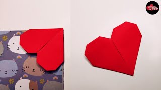 How to Make Paper Heart Easy  Origami Heart Bookmark [upl. by Ennazzus]