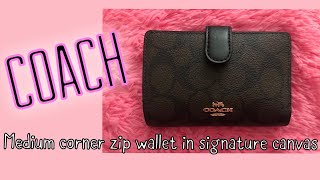 Coach Medium Corner Zip Wallet In Signature Canvas  YBBA [upl. by Alphard]