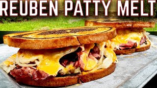 THE BEST PATTY MELT WEVE EVER MADE REUBEN quotSMASHEDquot PATTY MELT ON THE GRIDDLE EASY RECIPE [upl. by Robinet200]