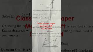 Class 8 math paper  class 8 half yearly paper 2024  class 8 math paper solution 2024 [upl. by Habeh]